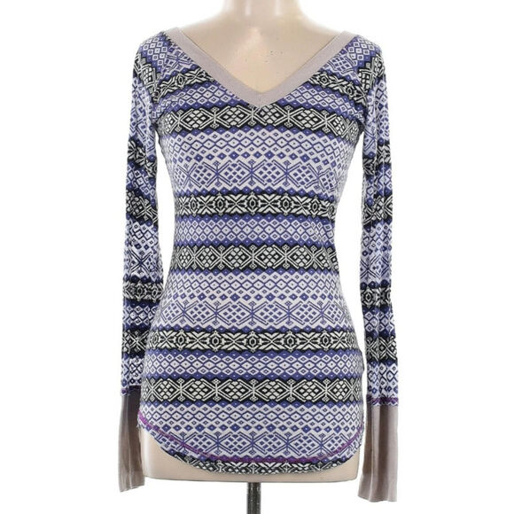 Free People Tops - Free People Blue and Black Patterned Blouse